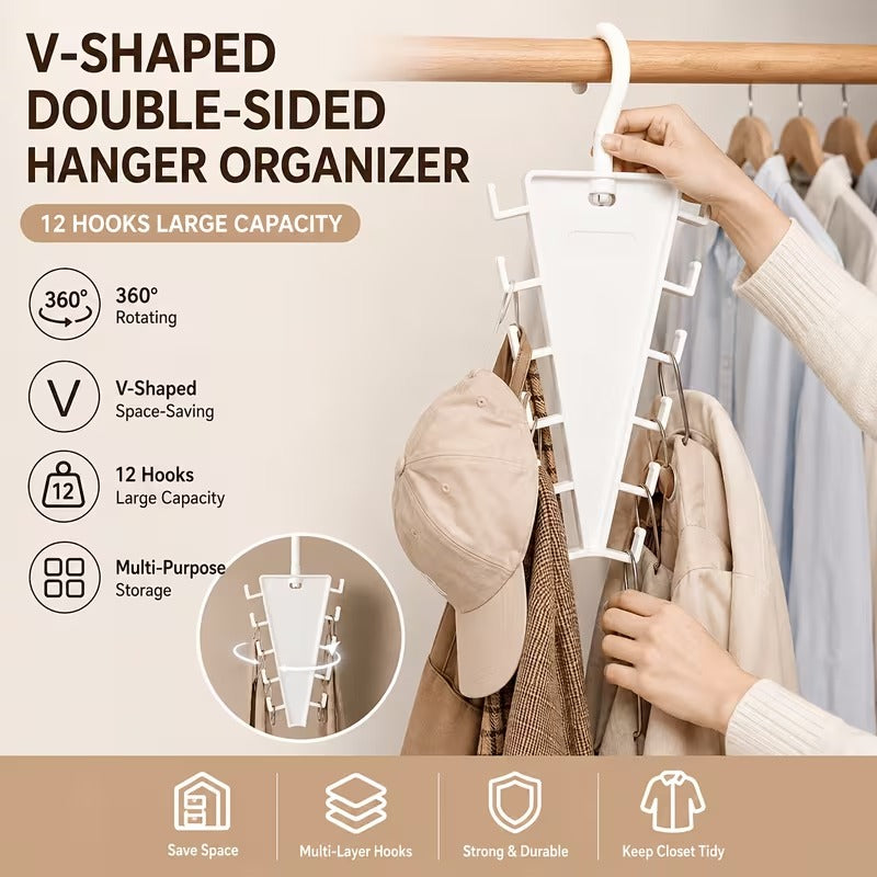 🔥LAST DAY -BUY 2 GET 4 FREE-$5.5 EACH🎁Multi-Functional V-Shaped Double Sided Hanger Storage Rack