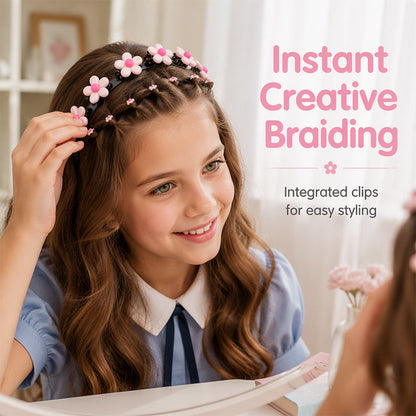 🌸 LAST DAY – Buy 2 Get 4 FREE一$5.83 EACH✨ Cartoon Braiding Headband — Integrated Mini Clips, Instant Braids for Girls