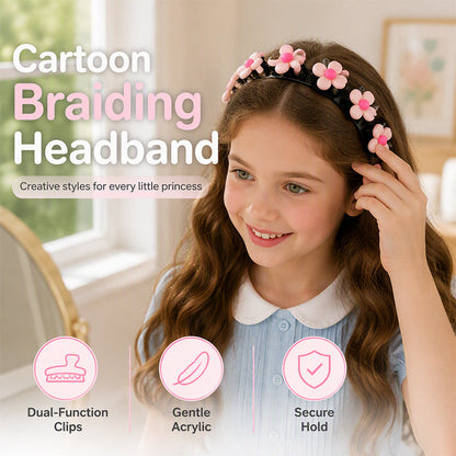 🌸 LAST DAY – Buy 2 Get 4 FREE一$5.83 EACH✨ Cartoon Braiding Headband — Integrated Mini Clips, Instant Braids for Girls