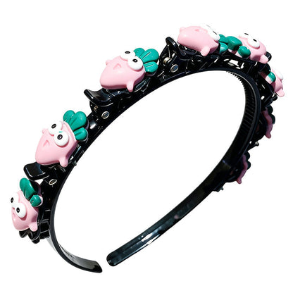 🌸 LAST DAY – Buy 2 Get 4 FREE一$5.83 EACH✨ Cartoon Braiding Headband — Integrated Mini Clips, Instant Braids for Girls